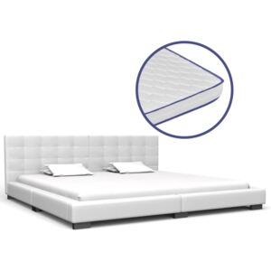 VidaXL Krevet od umjetne kože s memorijskim madracem bijeli 180x200 cm