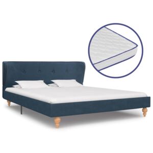 VidaXL Krevet od tkanine s memorijskim madracem plavi 140 x 200 cm