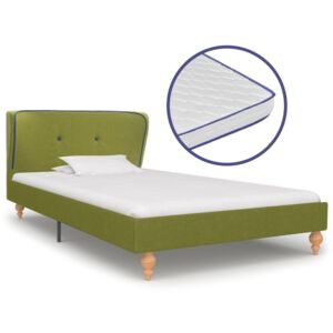 VidaXL Krevet od tkanine s memorijskim madracem zeleni 90 x 200 cm