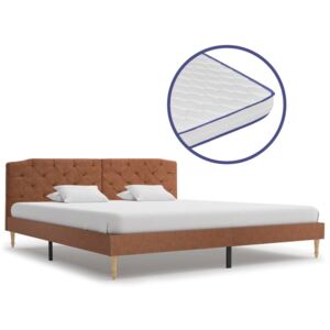 VidaXL Krevet od tkanine s memorijskim madracem smeđi 180 x 200 cm
