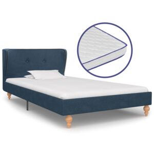 VidaXL Krevet od tkanine s memorijskim madracem plavi 90 x 200 cm
