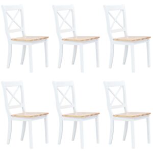 VidaXL Blagovaonske stolice od drva kaučukovca 6 kom bijele