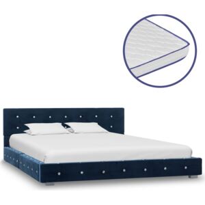 VidaXL Krevet s memorijskim madracem plavi baršunasti 140 x 200 cm
