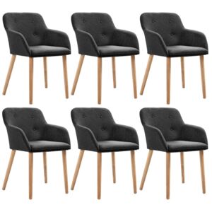 VidaXL Blagovaonske stolice od tkanine i hrastovine 6 kom tamnosive