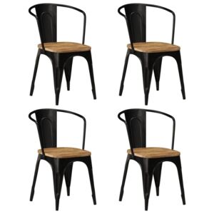 VidaXL Blagovaonske stolice od masivnog drva manga 4 kom crne