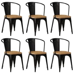 VidaXL Blagovaonske stolice od masivnog drva manga 6 kom crne