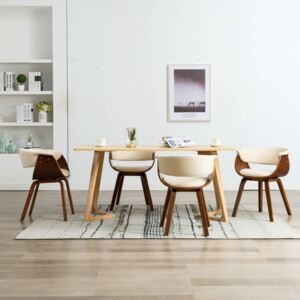 VidaXL Blagovaonske stolice od savijenog drva i umjetne kože 4 kom krem