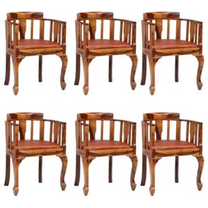 VidaXL Blagovaonske stolice od prave kože i masivnog drva šišama 6 kom