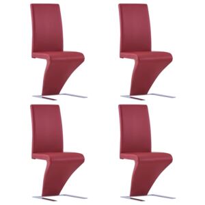 VidaXL Blagovaonske stolice cik-cak oblika od umjetne kože 4 kom crvene