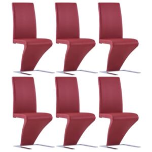 VidaXL Blagovaonske stolice cik-cak oblika od umjetne kože 6 kom crvene