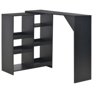 VidaXL Barski stol s pomičnom policom crni 138 x 40 x 120 cm