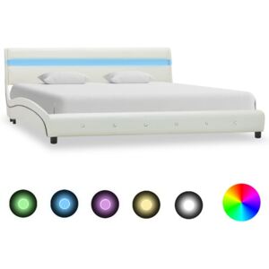 VidaXL Okvir za krevet od umjetne kože LED bijeli 160 x 200 cm