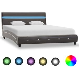 VidaXL Okvir za krevet od umjetne kože s LED svjetlom sivi 140x200 cm
