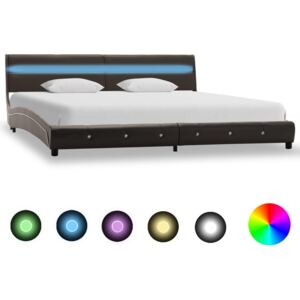 VidaXL Okvir za krevet od umjetne kože s LED svjetlom sivi 160x200 cm