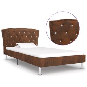 VidaXL Okvir za krevet od umjetne brušene kože smeđi 90 x 200 cm