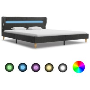 VidaXL Okvir za krevet od jute s LED svjetlom tamnosivi 180 x 200 cm