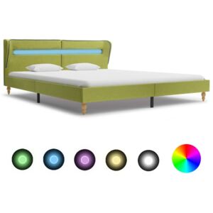 VidaXL Okvir za krevet od tkanine s LED svjetlom zeleni 160 x 200 cm