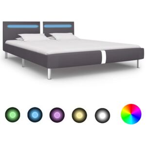 VidaXL Okvir za krevet od umjetne kože LED svjetlom sivi 180x200 cm