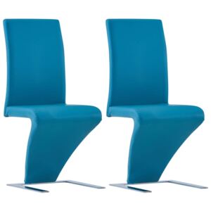 VidaXL Blagovaonske stolice cik-cak oblika od umjetne kože 2 kom plave