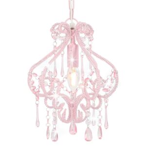 VidaXL Stropna svjetiljka s perlama ružičasta okrugla E14