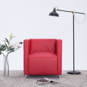 VidaXL Kockasta fotelja od umjetne kože crvena