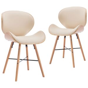 VidaXL Blagovaonske stolice od umjetne kože i drva 2 kom krem