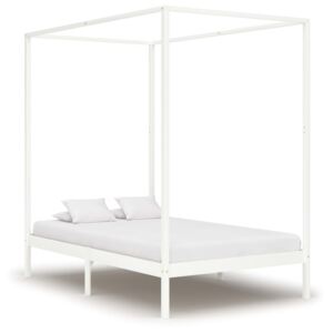 VidaXL Okvir za krevet s baldahinom od borovine bijeli 140 x 200 cm