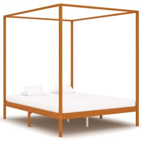 VidaXL Okvir za krevet s baldahinom od borovine boja meda 160 x 200 cm
