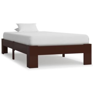 VidaXL Okvir za krevet od masivne borovine tamnosmeđi 90 x 200 cm