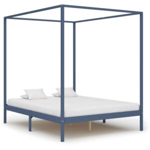 VidaXL Okvir za krevet s baldahinom od borovine sivi 160 x 200 cm
