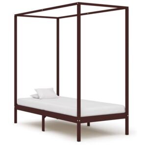 VidaXL Okvir za krevet s baldahinom od borovine tamnosmeđi 100x200 cm