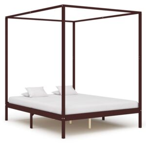 VidaXL Okvir za krevet s baldahinom od borovine tamnosmeđi 160x200 cm