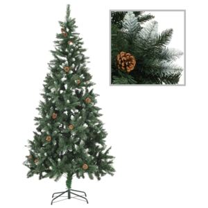 VidaXL Umjetno božićno drvce sa šiškama i bijelim sjajem 210 cm