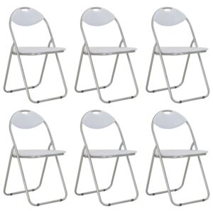 VidaXL Sklopive blagovaonske stolice od umjetne kože 6 kom bijele
