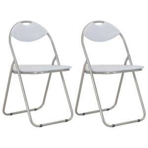 VidaXL Sklopive blagovaonske stolice od umjetne kože 2 kom bijele