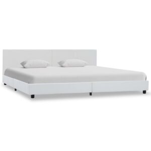 VidaXL Hidraulični okvir za krevet od umjetne kože bijeli 160 x 200 cm