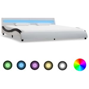 VidaXL Okvir za krevet od umjetne kože LED bijelo-crni 180 x 200 cm
