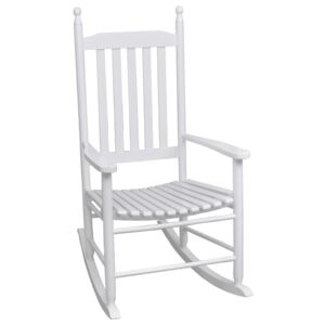 VidaXL Stolica za ljuljanje sa zakrivljenim sjedalom bijela drvena