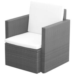 VidaXL Vrtna stolica od poliratana s jastucima crna