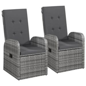 VidaXL Vrtne stolice 2 kom s jastucima poliratan sive
