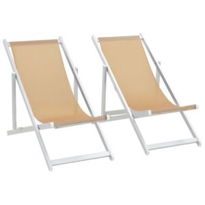 VidaXL Sklopive stolice za plažu od aluminija i tekstilena 2 kom krem