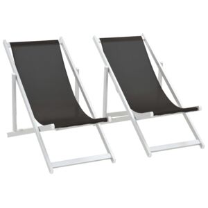 VidaXL Sklopive stolice za plažu od aluminija i tekstilena 2 kom crne