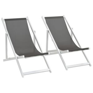 VidaXL Sklopive stolice za plažu od aluminija i tekstilena 2 kom sive