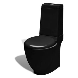 VidaXL Keramička okrugla toaletna školjka s protokom vode crna