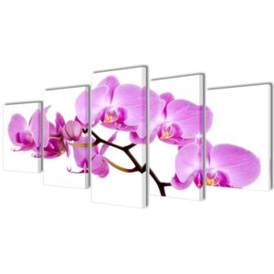 VidaXL Zidne Slike na Platnu Set s Printom Orhideja 100 x 50 cm
