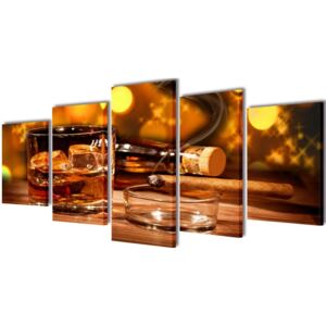 VidaXL Zidne slike na platnu, viski i cigare, 100 x 50 cm