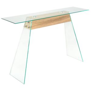 VidaXL Konzolni stol od stakla i MDF-a 120 x 30 x 76 cm boja hrasta