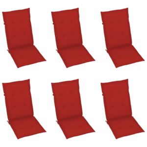 VidaXL Jastuci za vrtne stolice 6 kom crveni 120 x 50 x 4 cm