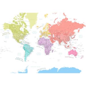Ilustracija Detailed world map with continents in pastels, Blursbyai