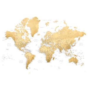Ilustracija Gold world map with cities, Rossie, Blursbyai